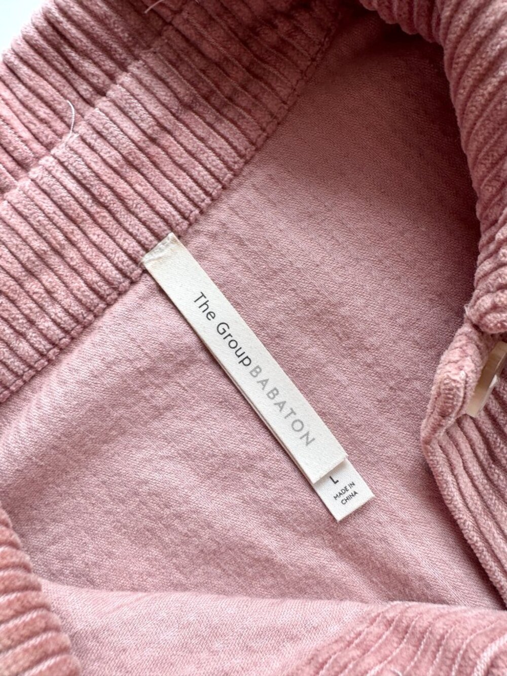 Aritzia GROUP BY BABATON Graydon Dusty Pink Cotton Corduroy Shirt Jacket, Size L - Picture 10 of 15